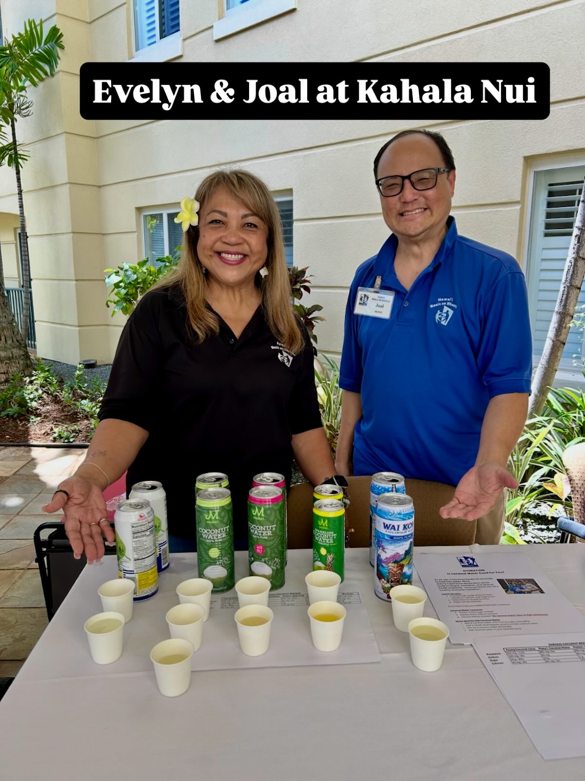 Evelyn and Joal were handing out coconut water samples at Kahala Nui this morning for their quarterly Walk Together Wednesday.  This is always a fun event and we’re happy to be invited! 💙🦋🌈