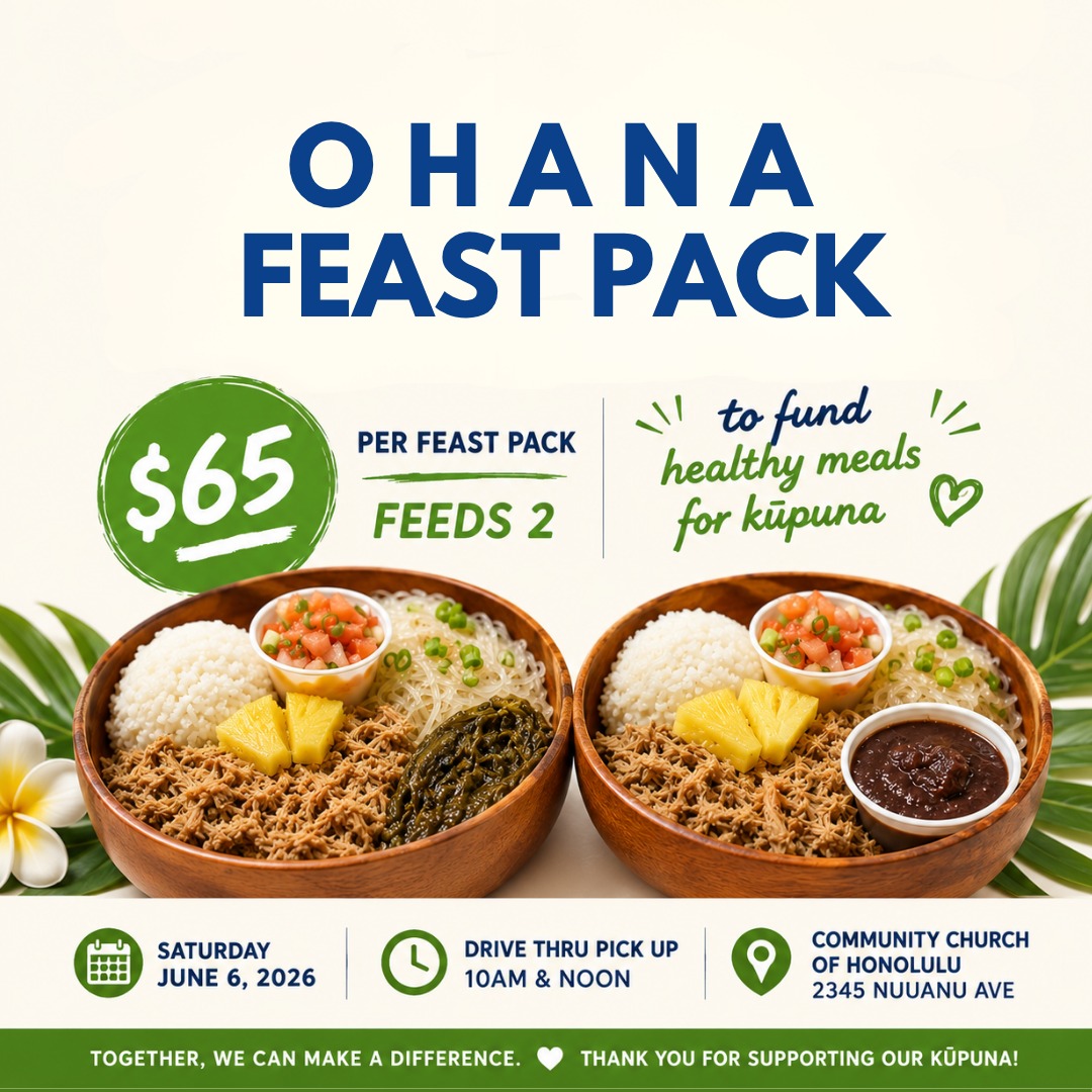 We have 73 Ohana Feast Packs we need to sell before our drive-thru fundraiser on Saturday, June 6, 2026. Invite family and friends to support homebound kūpuna, and enjoy delicious Hawaiian food together the weekend before Kamehameha Day! 

Place an order here at hmow.org/feastpack. 

Mahalo for helping us nourish our kūpuna community with aloha!