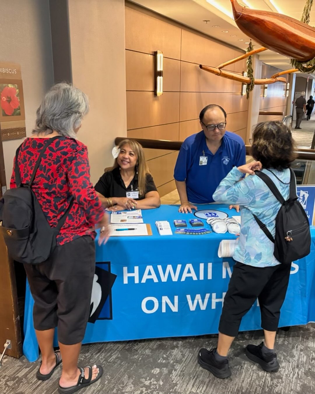 The Aging in Place Workshops at the Ala Moana Hotel is off and running! Come visit Evelyn and Joal at our table and HMoW Board President, Rick Tabor, and his wife, Susan Hashimoto, at the 100th Infantry Battalion Veterans table opposite. 
💙🌈 💙

#mealsonwheels #hawaiimealsonwheels #savelunch