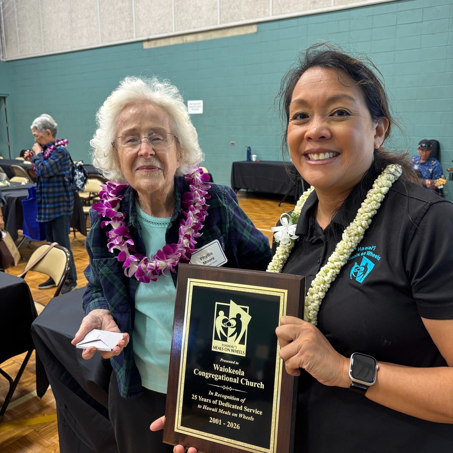 25 years ago, Phyllis Moore founded a group at Waiokeola Congregational Church for folks who wanted to volunteer for Hawai'i Meals on Wheels. She and her group were honored last month at our Volunteer Appreciation Luncheon for 25 years of service, and they are still going strong! 💙🌈 💙

Whether helping out in the office, preparing newsletter mailings, or delivering meals to homebound kūpuna, its our incredible team of volunteers who make Hawai'i Meals on Wheels what it is today. Mahalo!