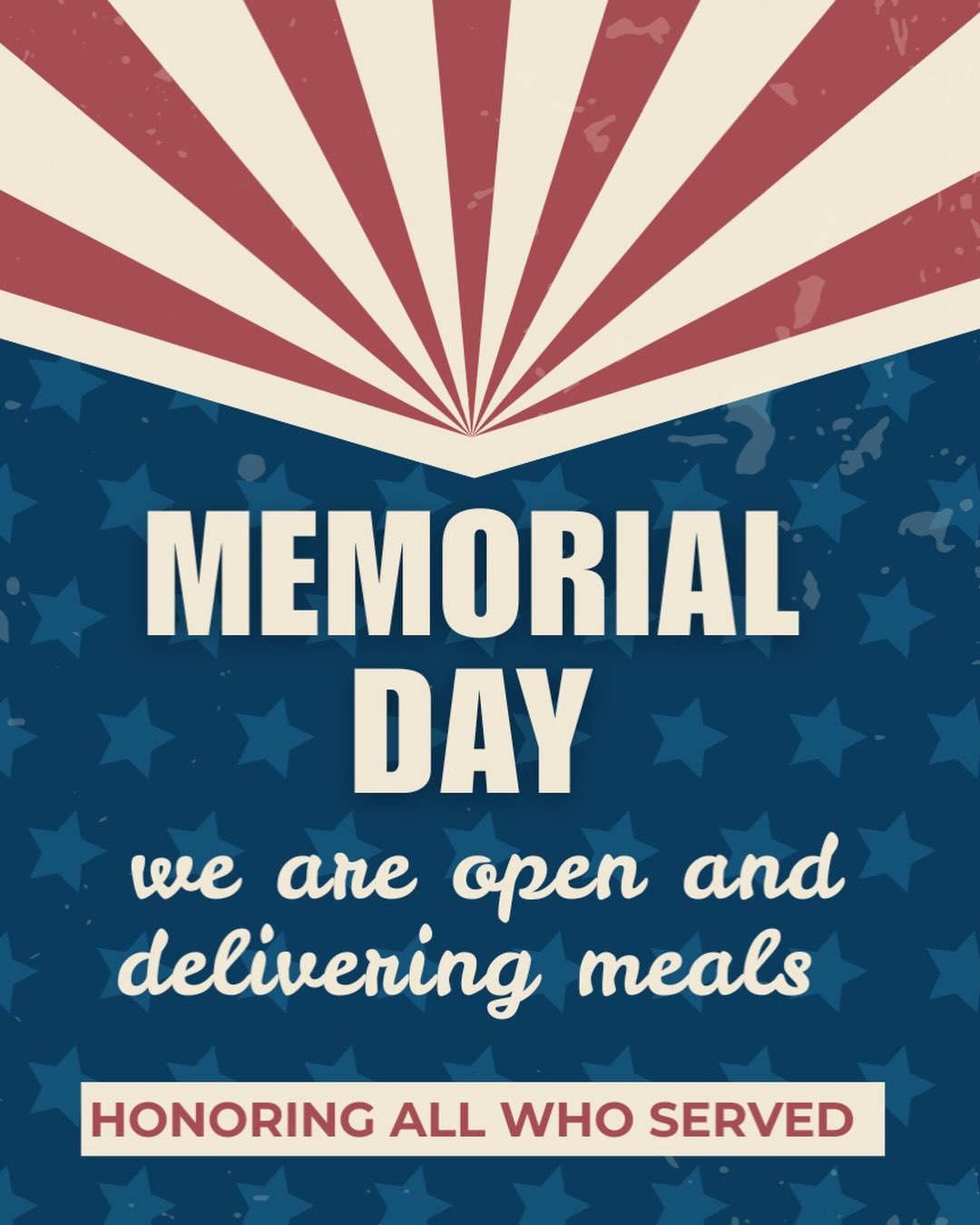 Soon our meal delivery drivers and volunteers will be on the road this sunny Memorial Day. To those expecting meals today, we will see you soon! 🌈💙🦋